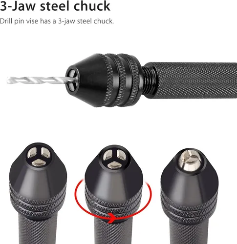 Vista 3 de 60 piezas de taladro de mano con micro taladro y tornillo de banco de joyería de PCB Jewelry Drill Bit Set - Manual Hand Drill for Resin Wood
