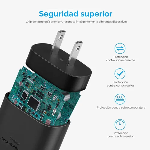Vista 6 de Bloque de Carga Rápida USB-C de 25W con Cable C a C [Compatible con PD PPS] para Galaxy S24/S23/S22, Pixel 8/7, Z Flip 5, iPhone 17/16/15 - Cargador