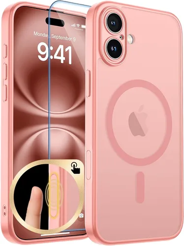 Vista 63 de zapica Funda magnética para iPhone Air, con protector de pantalla de vidrio templado, compatible con MagSafe, translúcida mate, a prueba de golpes