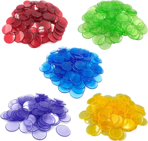 Vista 2 de Yuanhe 500 piezas 3/4 pulgadas transparente Bingo contando chips de color mezclado