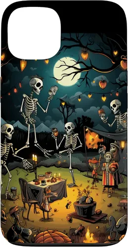 Vista 7 de Funda para disfraz de Halloween para iPhone 16 de noche de terror de esqueleto