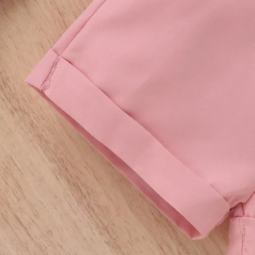 Vista 90 de TheFound Trajes de verano para niñas pequeñas, sin mangas, de punto acanalado, halter, pantalones cortos, ropa para recién nacidos, conjunto de 3
