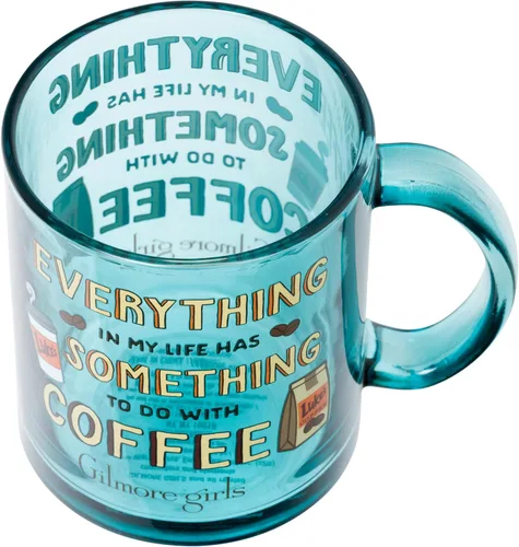 Vista 3 de Silver Buffalo Gilmore - Taza de café de cristal con cita para niñas, 17.5 Azul/Blanco