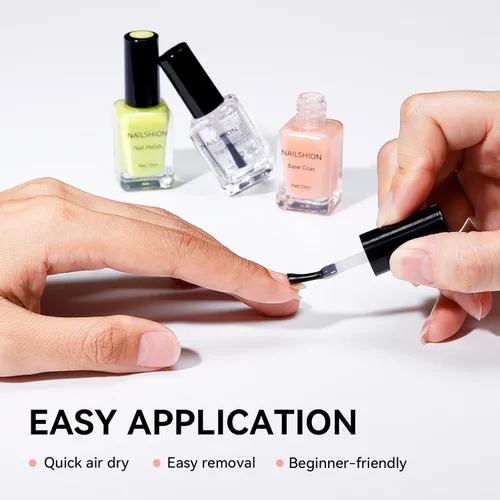 Vista 8 de Capa Base Superior, Capa Base Rellenadora de Crestas Melocotón Nude Esmalte de Uñas Transparente, Enriquecido con VE Calcio Fortalecedor, Secado