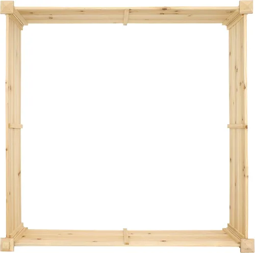 Vista 6 de Sunnydaze Cama de jardín cuadrada de madera elevada – Maceta elevada al aire libre para jardinería de flores, verduras y hierbas – 4 x 4 pies