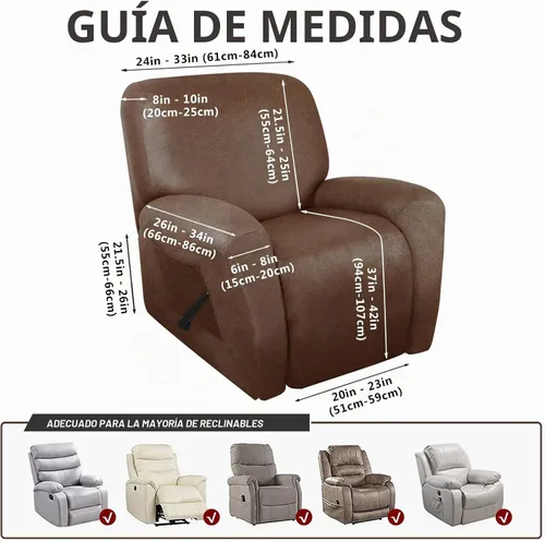 Vista 3 de ANARACHON Fundas para Sillas Reclinables Tipo Cuero, 4 Piezas Funda para Sillón Reclinable Lazy Boy, Protector de Muebles - Funda Suave Lavable