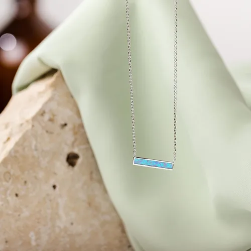 Vista 4 de PAVOI - Collar de ópalo sintético, chapado en oro de 14 quilates, para mujer