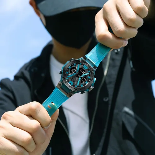 Vista 3 de FANMIS Outdoor Shockproof Sports Watch for Men Military Waterproof Stopwatch Multi Function LED Electronic Large Dial Dual Time Tactical Army Watch