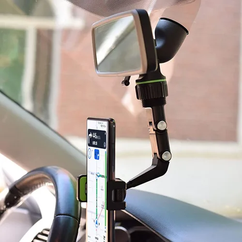 Vista 5 de Soporte para teléfono para espejo retrovisor, soporte universal ajustable de 360°, soporte universal de 360 grados, soporte para teléfono celular