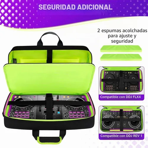 Vista 3 de SNIGJAT Funda para controlador DJ DDJ FLX4/400/REV1 con compartimento para Verde
