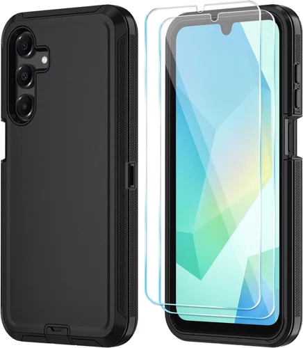 Vista 16 de Qinmay Funda para Samsung Galaxy A15 5G con protector de pantalla HD, resistente a los golpes y a las caídas, funda de 3 capas para Galaxy A15, Negro