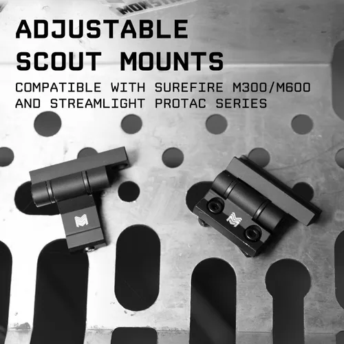 Vista 2 de Monstrum Soporte de luz Scout ajustable con placa de montaje pivotante Compatible con Surefire M300/M600 Series/Streamlight Protac Series