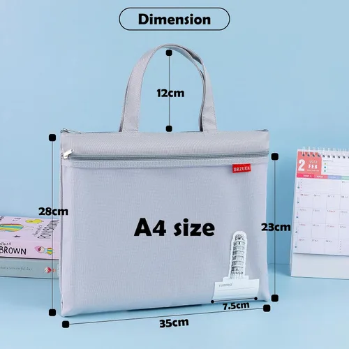 Vista 2 de Bolsa de malla con cremallera de 11 x 13.7 pulgadas, bolsa A4 impermeable de doble bolsillo con asa, almacenamiento de documentos para la escuela
