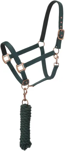 Vista 7 de Tough 1 Tough-1 Cabestro (halter) acolchado de neopreno con hebillas estilo antiguas, incluye correa de guía