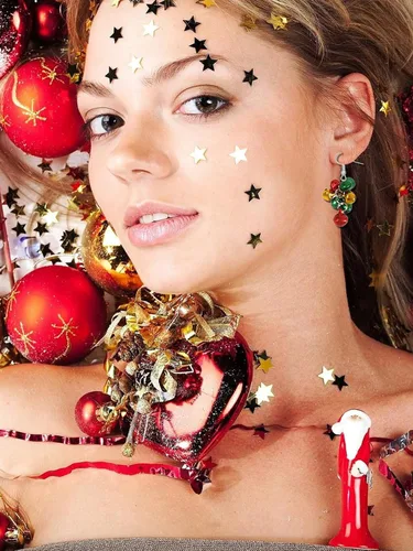 Vista 3 de Long tiantian Collar de Navidad para mujer, aretes de Navidad para niñas, collar de X-Mas, conjunto de aretes de cascabel, collar de bulbo