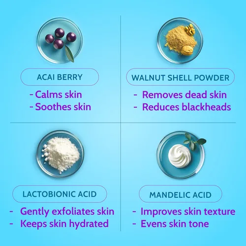 Vista 5 de Chemist At Play Exfoliante facial suave con ácido mandélico y nueces Elimina la piel muerta y puntos negros Detans Da brillo instantáneo