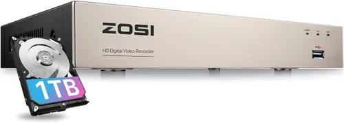 Vista 10 de ZOSI H.265+8CH 1080P híbrido 4-en-1 analógico TVI/CVBS/AHD/CVI grabadores de video de vigilancia CCTV DVR sistema para 720P, cámaras de seguridad