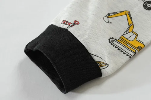 Vista 7 de Little Hand Pijamas de algodón para niños pequeños, conjunto de pijamas de manga larga para excavadora