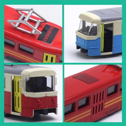 Vista 6 de OTONOPI Juego de Tren de Juguete Tren de Metro Bala Tren de Alta Velocidad Locomotora Motor Coche Modelo de Metal para Niños Paquete de 4