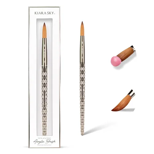 Vista 10 de Kiara Sky Pincel Acrílico #8 - Negro 100% Puro Kolinsky Mango de Corte de Cristal y Resistente al Acetona