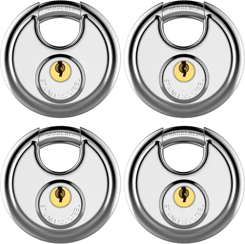 Vista 10 de Puroma Candado con llave, cerradura de casillero de acero inoxidable, cerraduras resistentes con 3 llaves, cerradura de unidad de almacenamiento