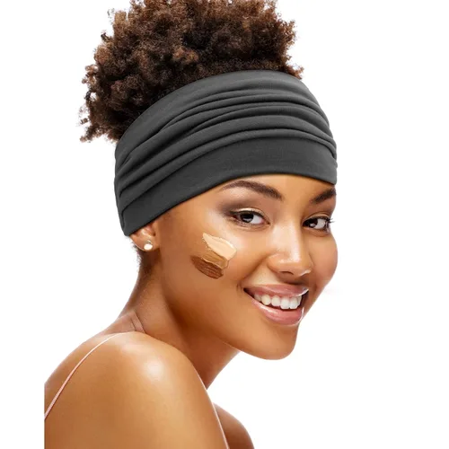Vista 6 de S&N Remille Diadema ancha bohemia, diadema grande para mujer, diadema elástica antideslizante para torsión, accesorios para deportes, yoga y correr