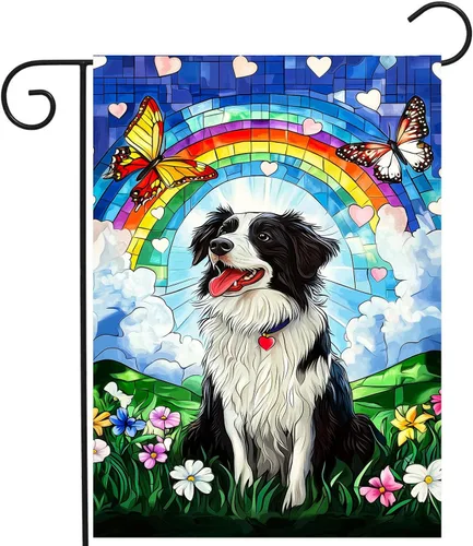 Vista 24 de Bandera floral de jardín Golden Retriever para jardín, banderas de bienvenida para exteriores de 12 x 18 pulgadas, bandera de perro de flores