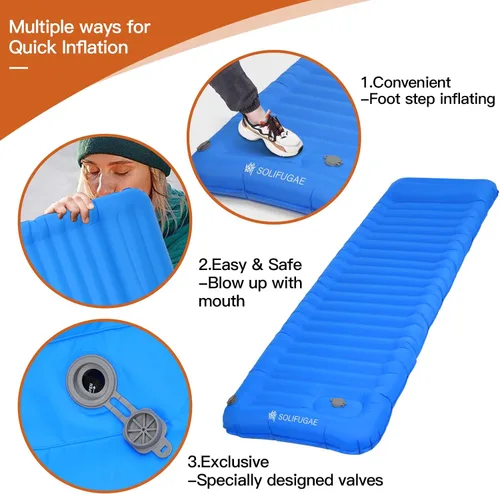 Vista 4 de Tapete de dormir autoinflable para campamento, almohadilla de campamento ancha y gruesa con almohada, cama ligera de aire individual, impermeable