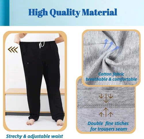 Vista 6 de Pantalones para pierna de catéter, pantalones con soporte para bolsa de orina para hombres y mujeres con bolsillos dobles con cremallera, capacidad