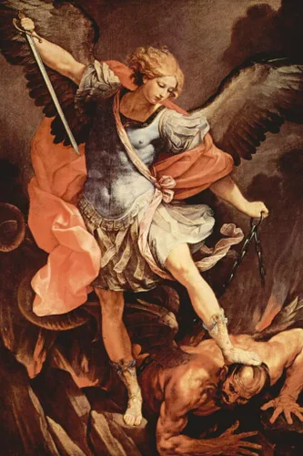Vista 2 de Guido Reni Michael Arcangel laminado Guido Reni Realismo obras de arte románticas impresiones de Michelangelo dibujos bíblicos, pintura de arte