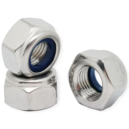 Vista 7 de 20 tuercas de bloqueo de nailon M6x0.2.953 in, tuercas hexagonales de rosca fina, kit surtido de tuercas de bloqueo de acero inoxidable 304