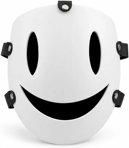 Vista 9 de Máscara sonriente de resina de anime blanco para adultos, con correa ajustable, accesorios para disfraz de Halloween o cosplay