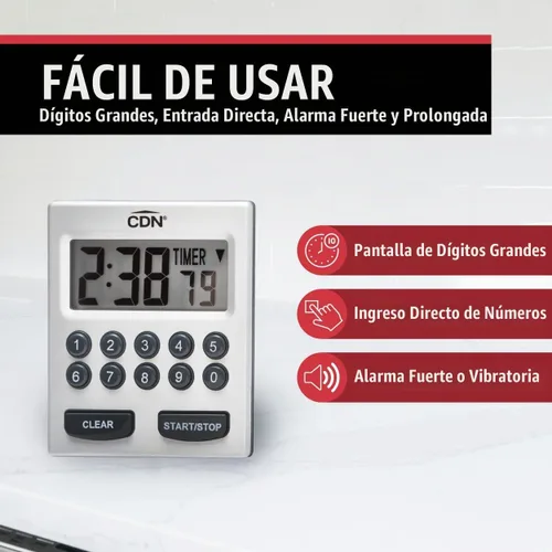 Vista 4 de Component Design CDN TM30 Temporizador de 2 alarmas con entrada directa., 7", Plateado