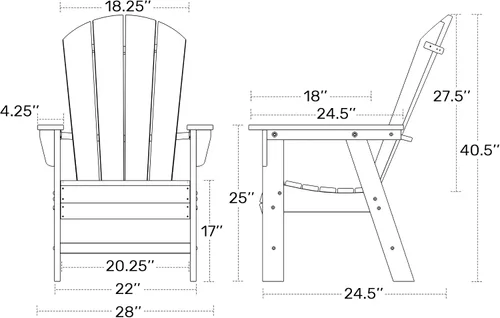 Vista 3 de HDPE Laguna Adirondack - Silla de comedor casual para patio, color negro