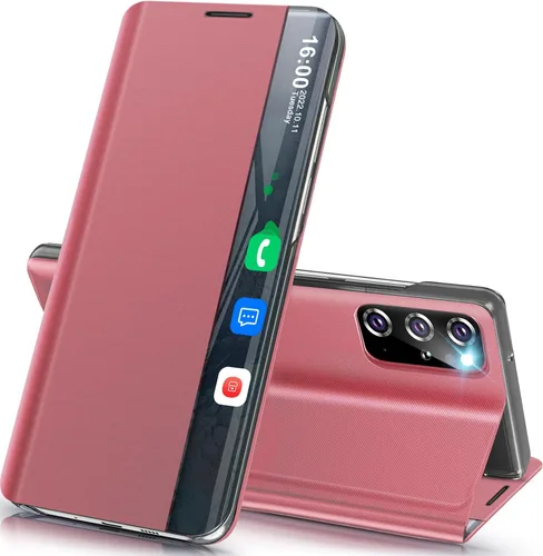 Vista 49 de Funda de teléfono para Samsung Galaxy A16 5G, Clear View Window Funda delgada de lujo para teléfono Galaxy A16 con soporte, funda protectora