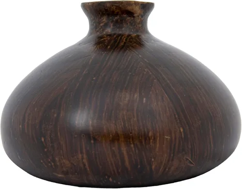 Vista 5 de Jarrón decorativo de madera de paulownia, acabado espresso