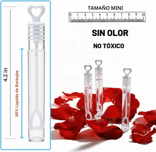 Vista 3 de Paquete de 56 varitas de burbujas blancas para boda, mini varitas