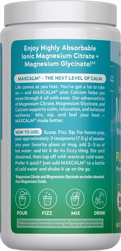 Vista 3 de Natural Vitality Calm, suplemento de citrato de magnesio y calcio, polvo para mezcla de bebidas apoya una respuesta saludable al estrés, sin gluten