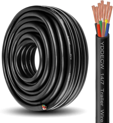 Vista 9 de Cable de Remolque de 4 Vías - Calibre 14, 4 Conductores, 10 Pies, Extensión de Cable Resistente de Cobre Puro, Cordón de Cableado para Remolque RV