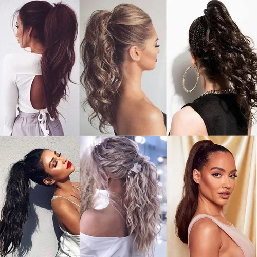 Vista 7 de Fut - Extensiones de pelo largo y lacio con broche, cola de caballo para mujer (21 pulgadas)