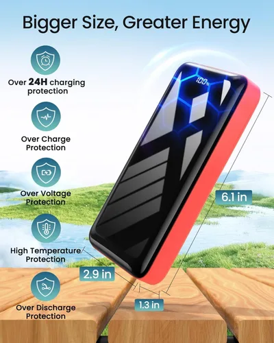 Vista 6 de LOOPEAK Power Bank 27000mAh 22.5W Fast Charging Portable Charger, USB C Quick Charge with 3 Outputs&2 Inputs, LED Display, High Capacity External