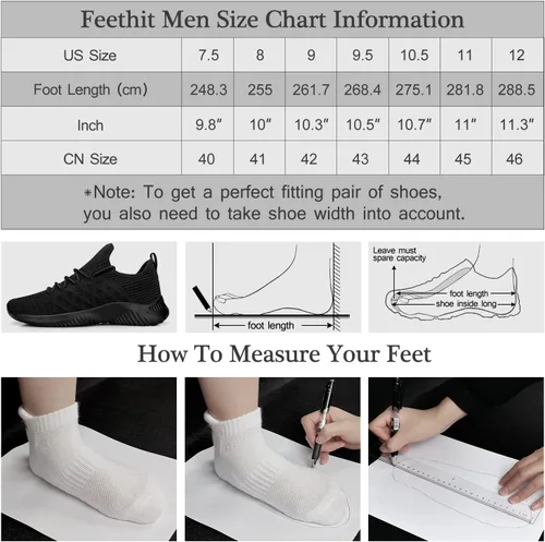 Vista 7 de Feethit - Tenis de correr para hombre, ligeros, transpirables, antideslizantes, cómodos y a la moda, tenis para caminar