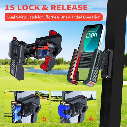 Vista 5 de Soporte magnético para carrito de golf [compatible con teléfonos grandes] - Soporte de teléfono giratorio de 360° compatible con iPhone, Samsung