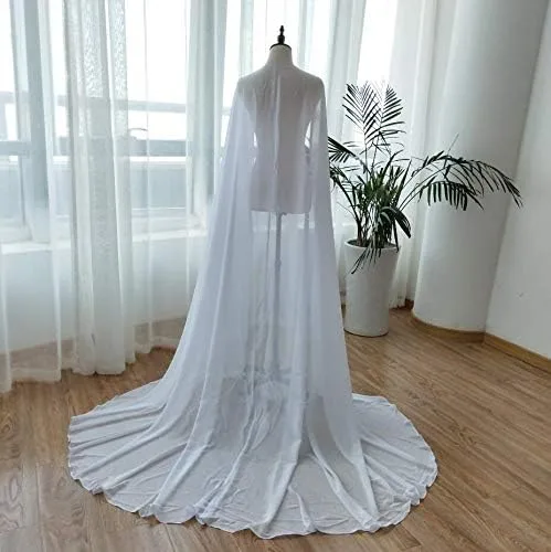 Vista 3 de EllieHouse Capa larga de gasa para mujer, capa de velo de boda T13