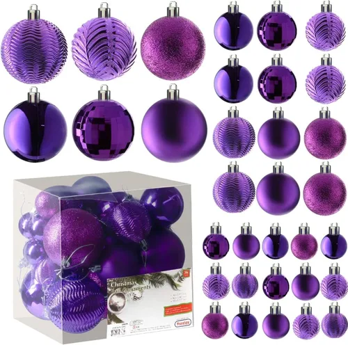 Vista 12 de PREXTEX - Juego de 36 adornos navideños azules para árbol de Navidad: bolas navideñas inastillables en color aguamarina y azul verdoso en tamaños
