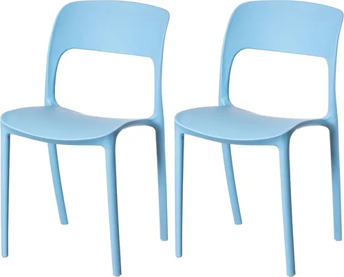 Vista 15 de Silla de comedor moderna de plástico para exteriores con respaldo curvado abierto, color negro