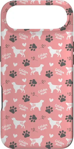 Vista 27 de Golden Retriever - Carcasa para iPhone 17, diseño de mamá y perro, diseño floral, color rosa