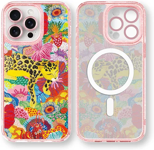 Vista 8 de Compatible para iPhone 13 Funda Bonita Estética - Funda para Teléfono Rosa con Purpurina con Protector de Cámara - Diseño de Cubierta