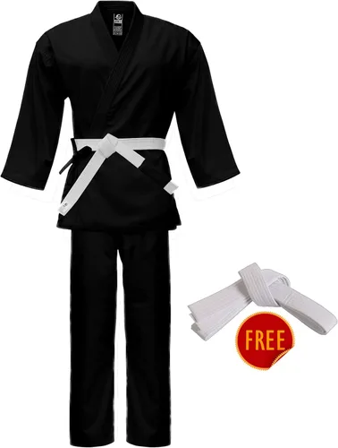 Vista 2 de Ultimate - Uniforme de karate de peso medio para niños y adultos, unisex, juego completo con cinturón blanco gratis