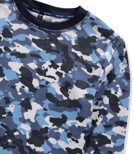 Vista 4 de Nautica Camiseta térmica de manga larga para hombre, cuello redondo, waffle, ropa interior térmica